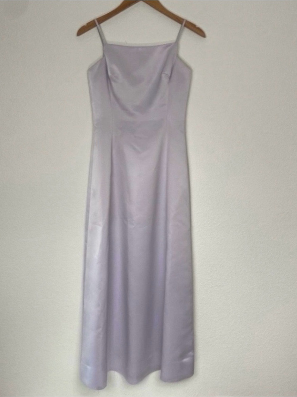Vintage BCBGMaxAzria Womens Light Lavender Satin Square Neck Gown Size 0 Classic